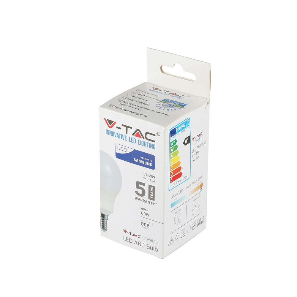 9W A60 Żarówka LED / Chip SAMSUNG / Barwa:4000K / Trzonek:E14