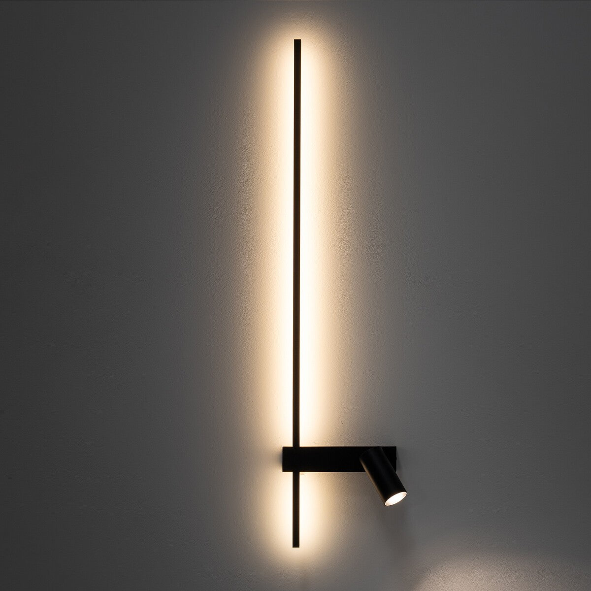 Nowodvorski Kinkiet regulowany z włącznikiem EASY LED LEFT 1x10W only LED, 1x11W LED 50/60Hz - Aluminium - Czarny 11425 - lampa włączona
