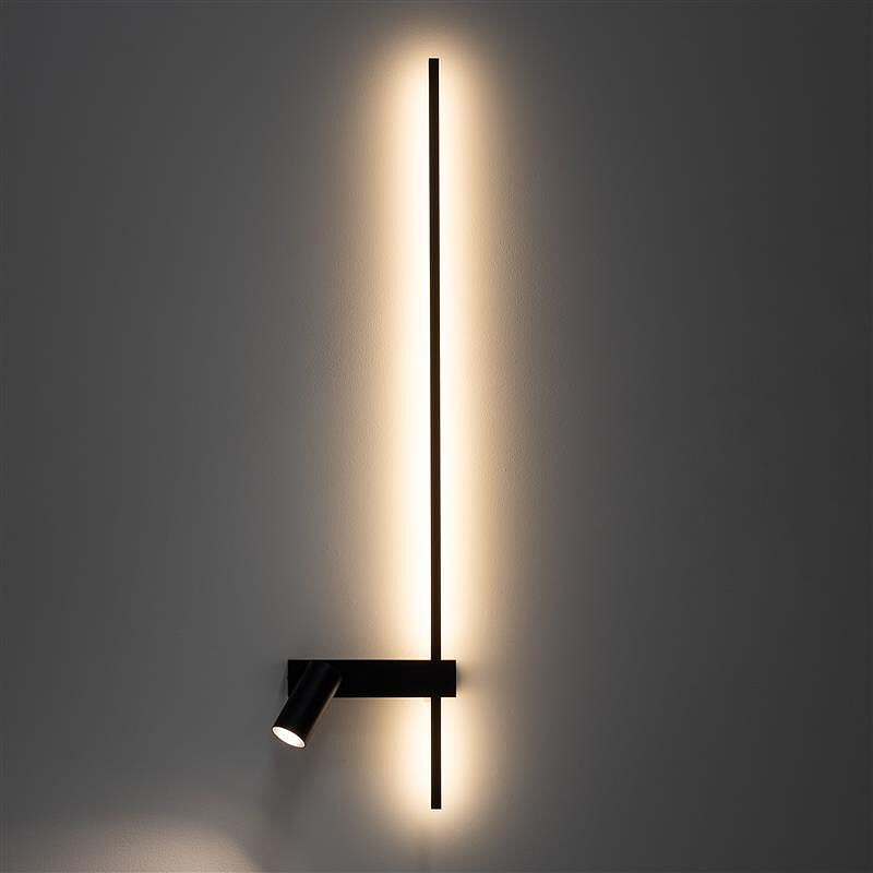Nowodvorski Kinkiet regulowany z włącznikiem EASY LED RIGHT 1x10W only LED, 1x11W LED 50/60Hz - Aluminium - Czarny 11426 - lampa włączona