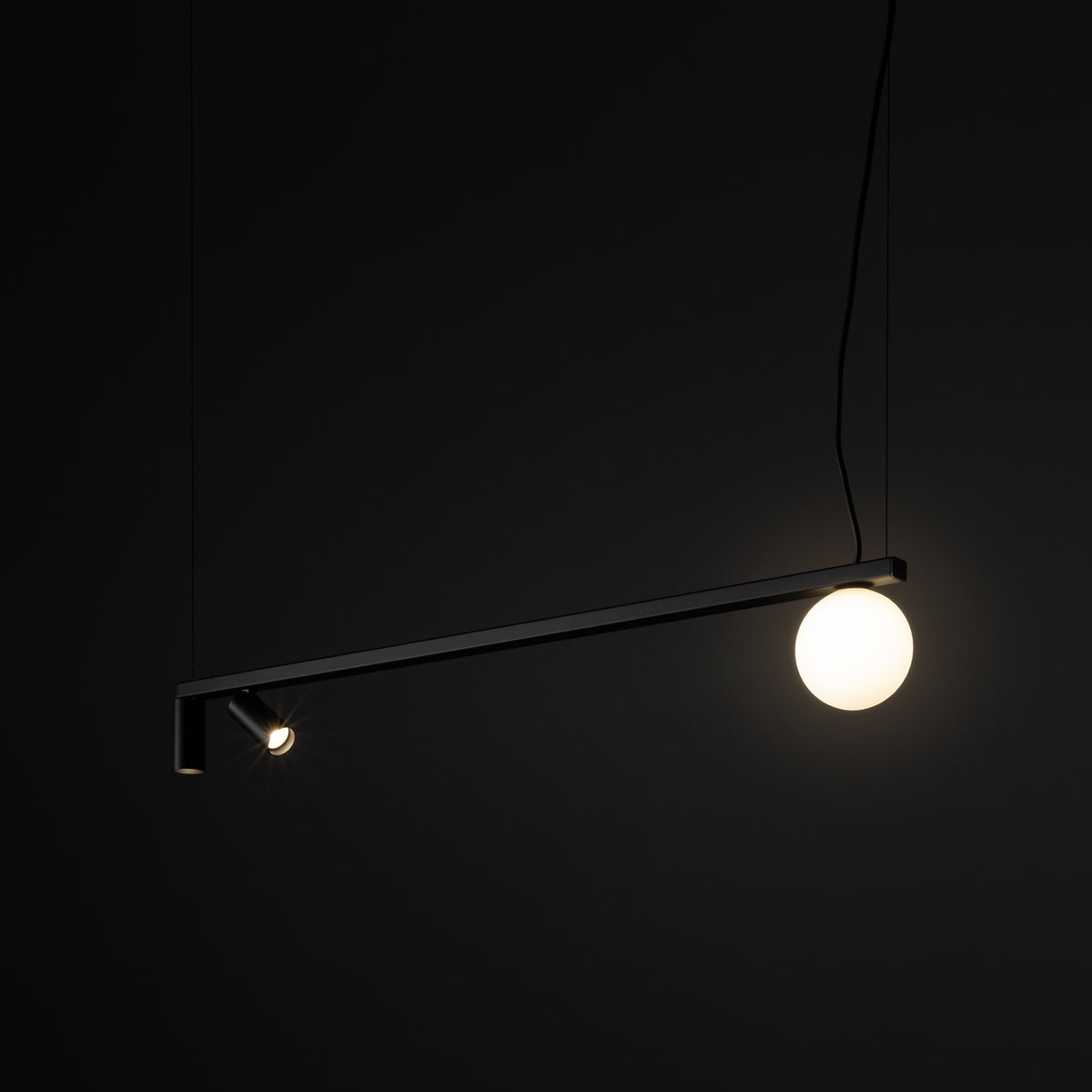 Nowodvorski Lampa wisząca FOURTY 10W only LED 50/60Hz - Aluminium lakierowane - Czarny 11447 - lampa włączona
