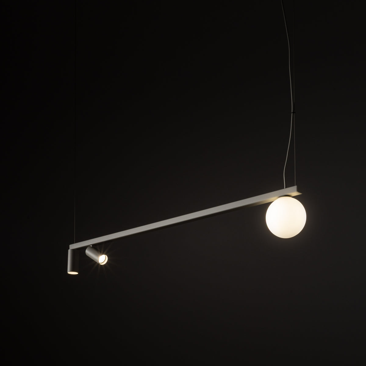 Nowodvorski Lampa wisząca FOURTY 10W only LED 50/60Hz - Aluminium lakierowane - Silk gray 11450 - lampa włączona