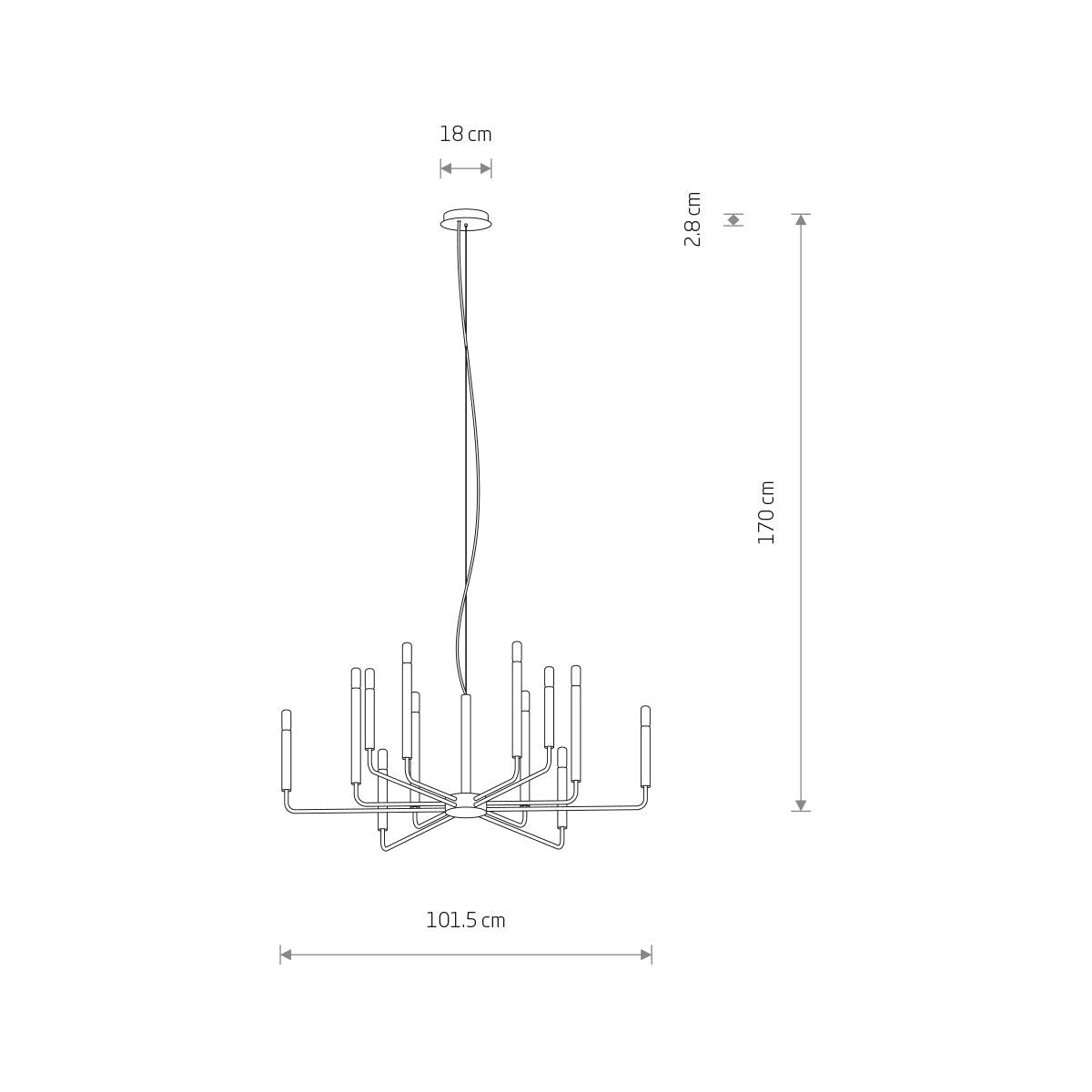 Nowodvorski Żyrandol ORTO A 10W only LED 50/60Hz - Stal lakierowana - Czarny 11462