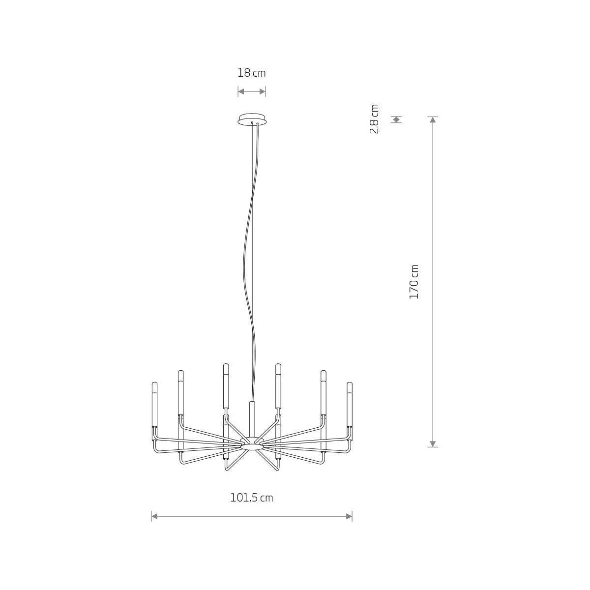 Nowodvorski Żyrandol ORTO B 10W only LED 50/60Hz - Stal lakierowana - Czarny 11464