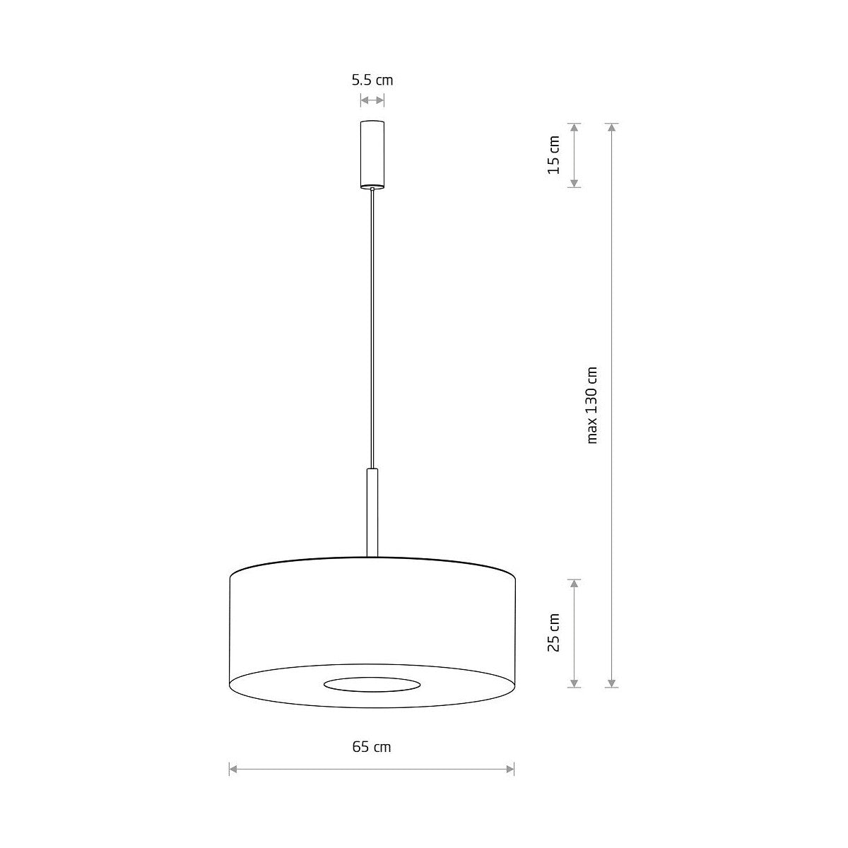 Nowodvorski Lampa wisząca AMARELA L 25W only LED 220-230 50/60 Hz - Tkanina - Czarny melanż 11660
