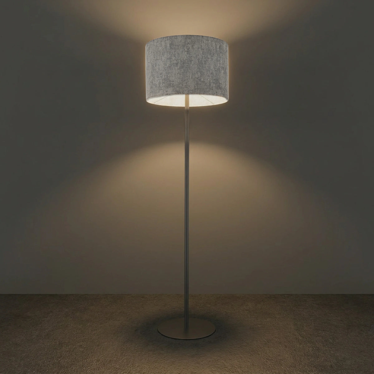 Nowodvorski Lampa podłogowa LAGO 25W only LED 220-230 50/60 Hz - Tkanina - Szary 11676 - lampa włączona