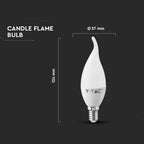 5.5W CF37 Żarówka LED / Klosz - płomień / Chip SAMSUNG / Barwa:6400K / Trzonek:E14