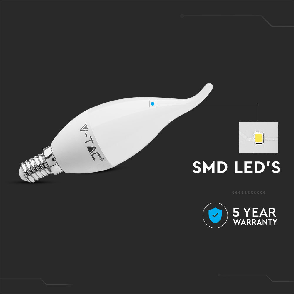 5.5W CF37 Żarówka LED / Klosz - płomień / Chip SAMSUNG / Barwa:4000K / Trzonek:E14