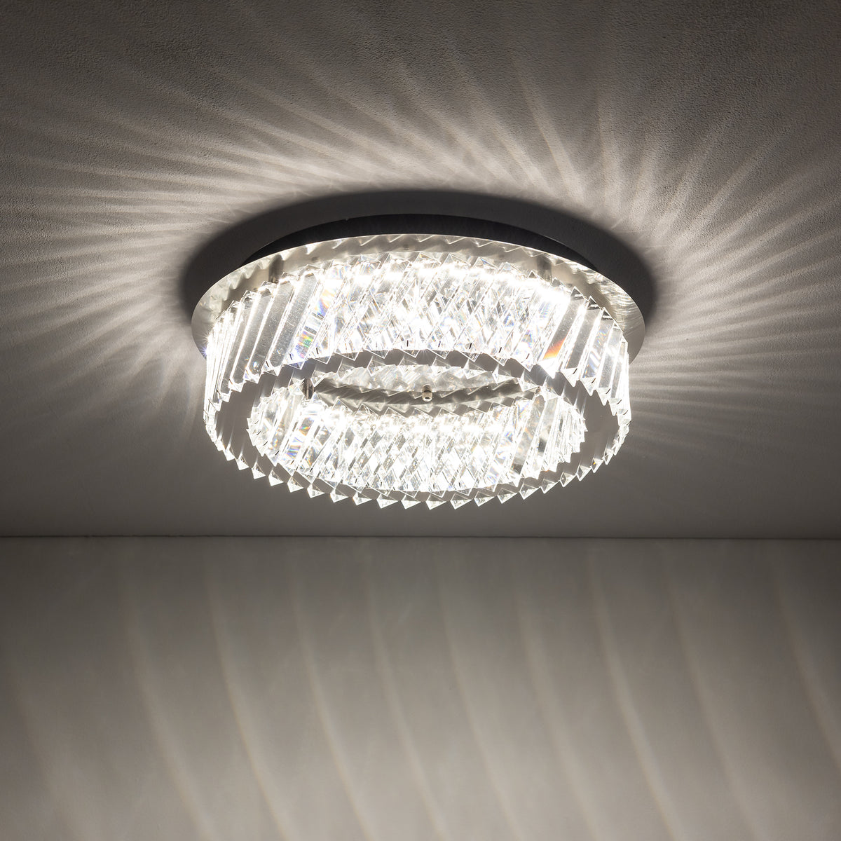 Nowodvorski Lampa przysufitowa LUXORA LED 20W 220-230 50/60 - Kryształ - Transparentny 11708 - lampa włączona