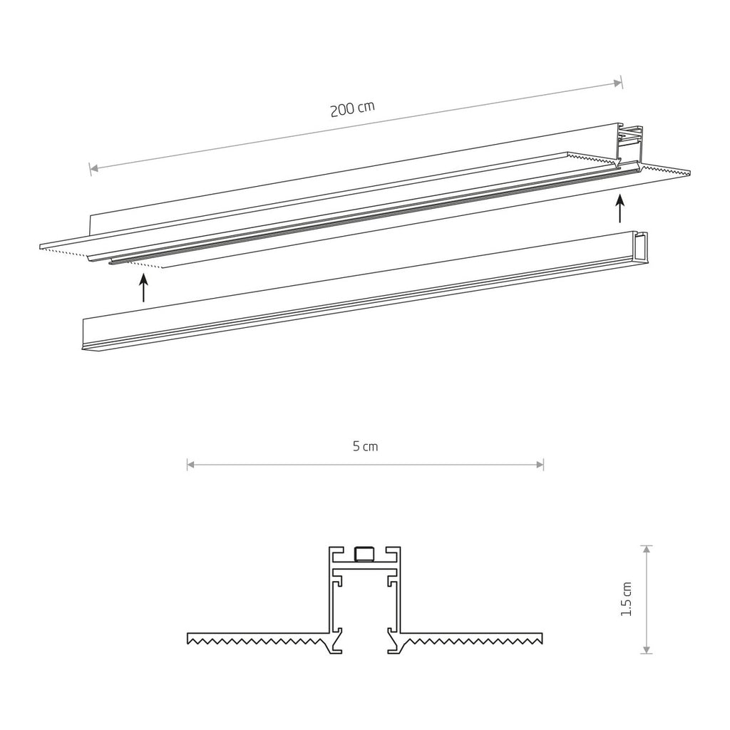 Nowodvorski System szynowy NANO - LVM RECESSED TRACK 2M - Aluminium - Czarny 11731