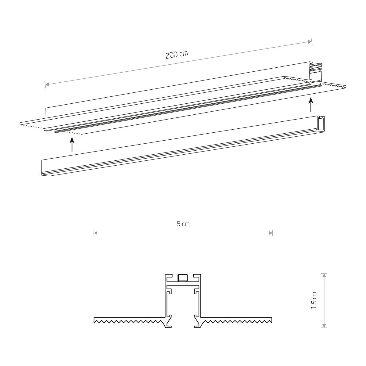 Nowodvorski System szynowy NANO - LVM RECESSED TRACK 2M - Aluminium - Czarny 11731