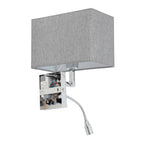 Nowodvorski Kinkiet regulowany z włącznikiem HOTEL MOOD LED 1x10W only LED, LED: 1x2.2W 220-230 50/60 - Tkanina - Szary 11793