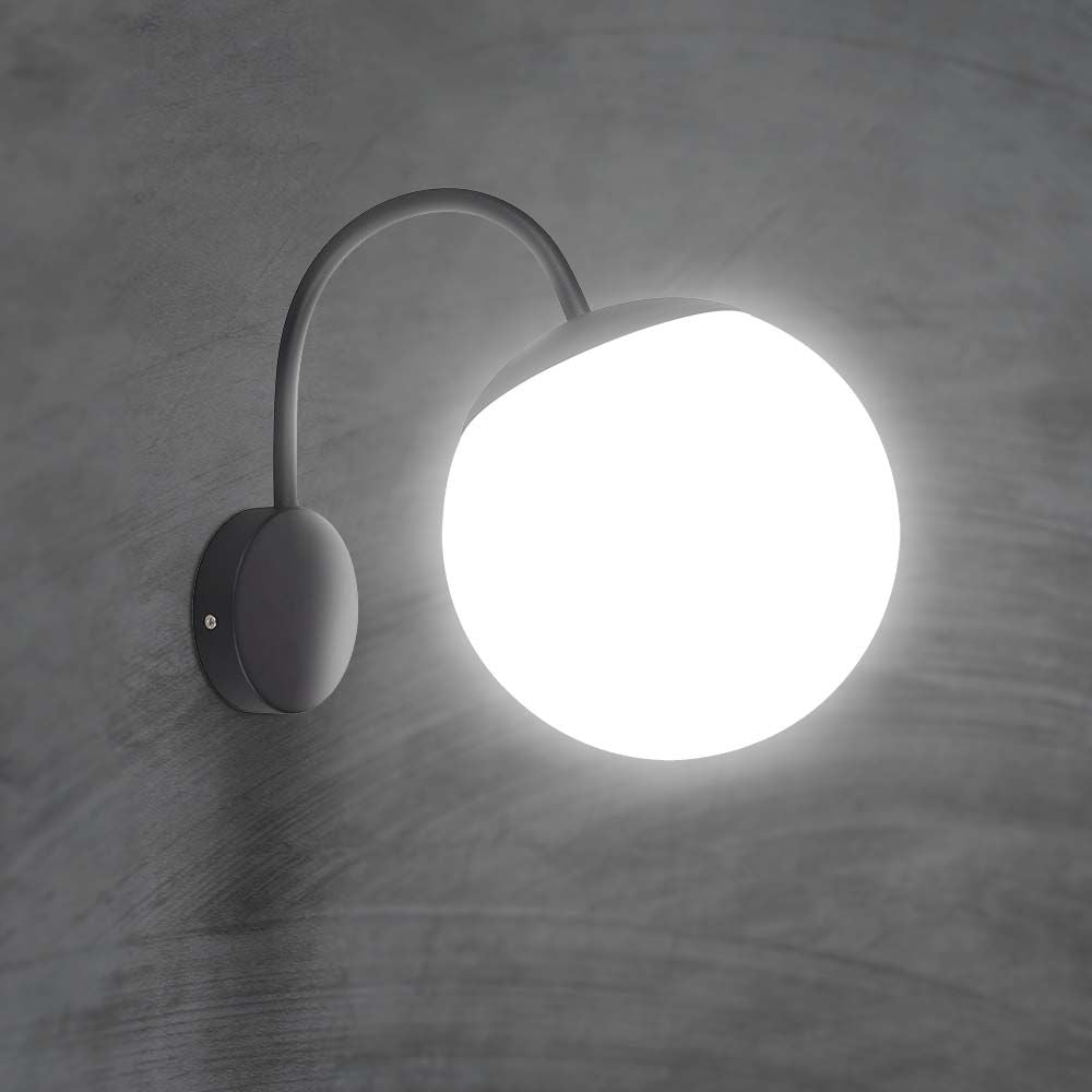 Lampa Ścienna LED / Trzonek: E27 / Kula / Kolor: Czarna