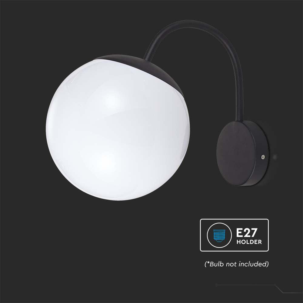 Lampa Ścienna LED / Trzonek: E27 / Kula / Kolor: Czarna