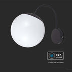 Lampa Ścienna LED / Trzonek: E27 / Kula / Kolor: Czarna