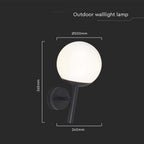 Lampa Ścienna LED / Trzonek: E27 / Kula / Kolor: Czarna