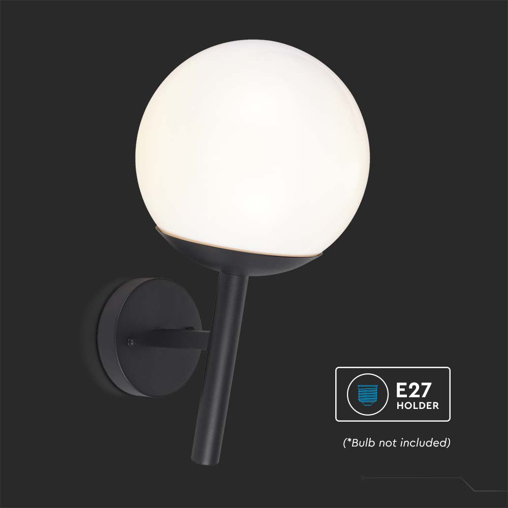 Lampa Ścienna LED / Trzonek: E27 / Kula / Kolor: Czarna