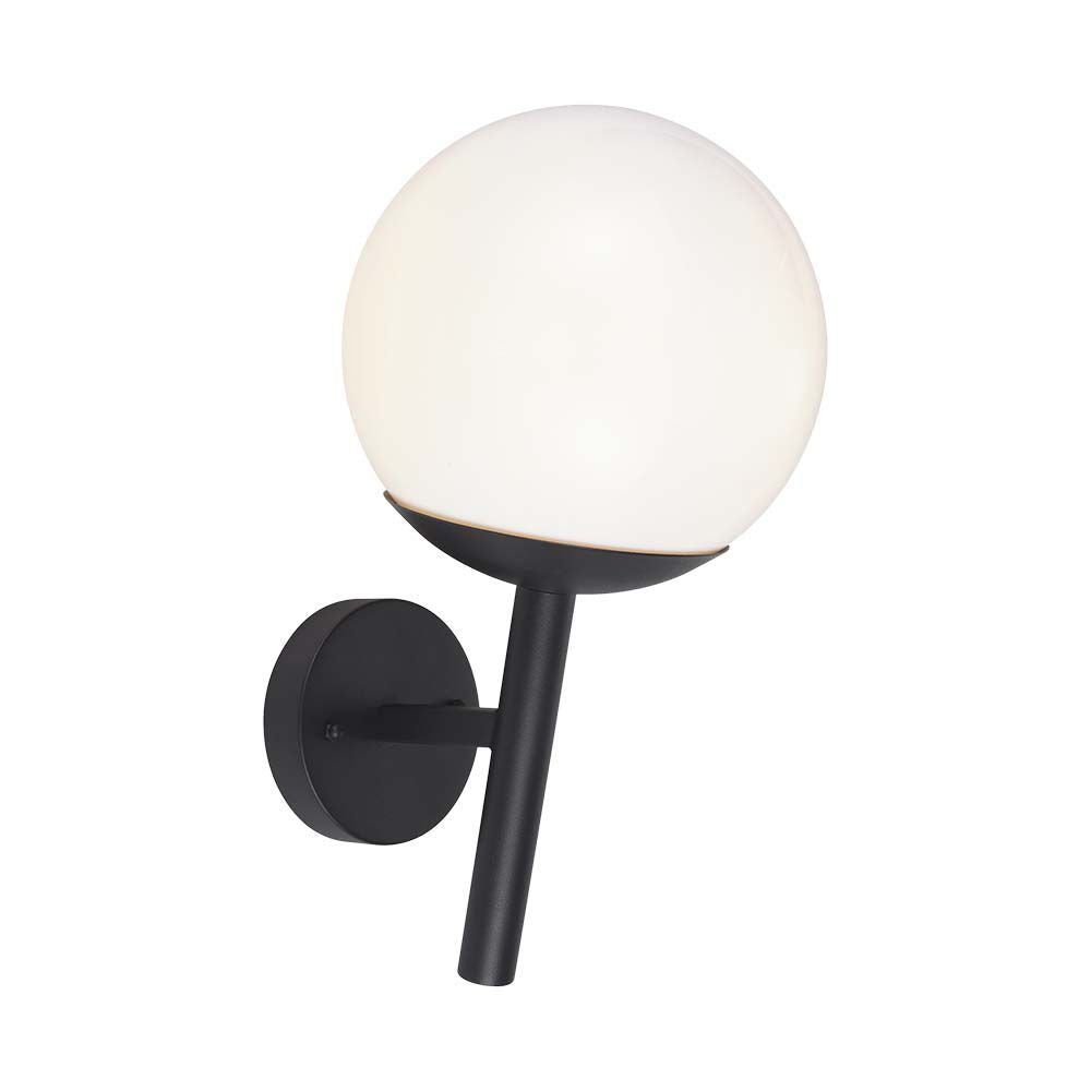 Lampa Ścienna LED / Trzonek: E27 / Kula / Kolor: Czarna
