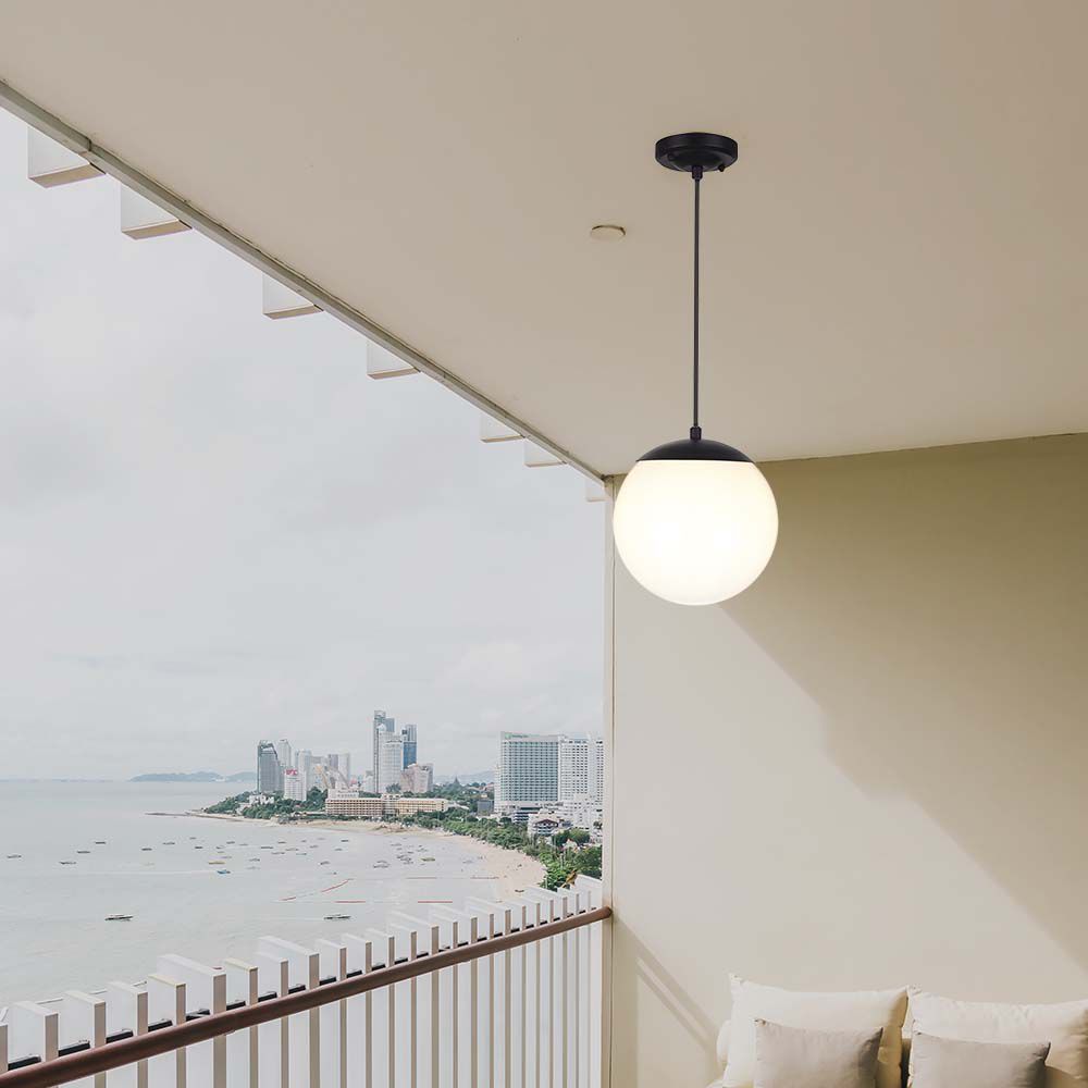 Lampa sufitowa LED / Trzonek: E27 / Kula / Kolor: Czarna
