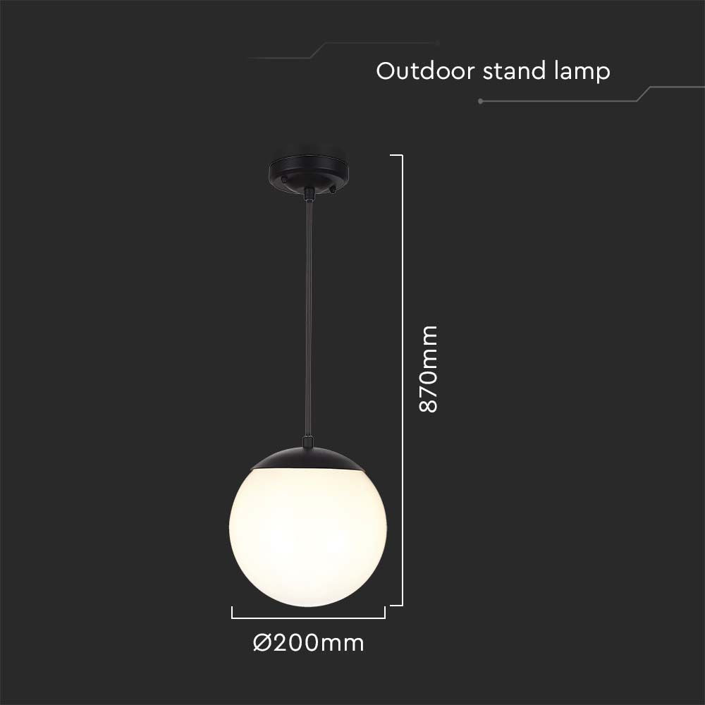 Lampa sufitowa LED / Trzonek: E27 / Kula / Kolor: Czarna