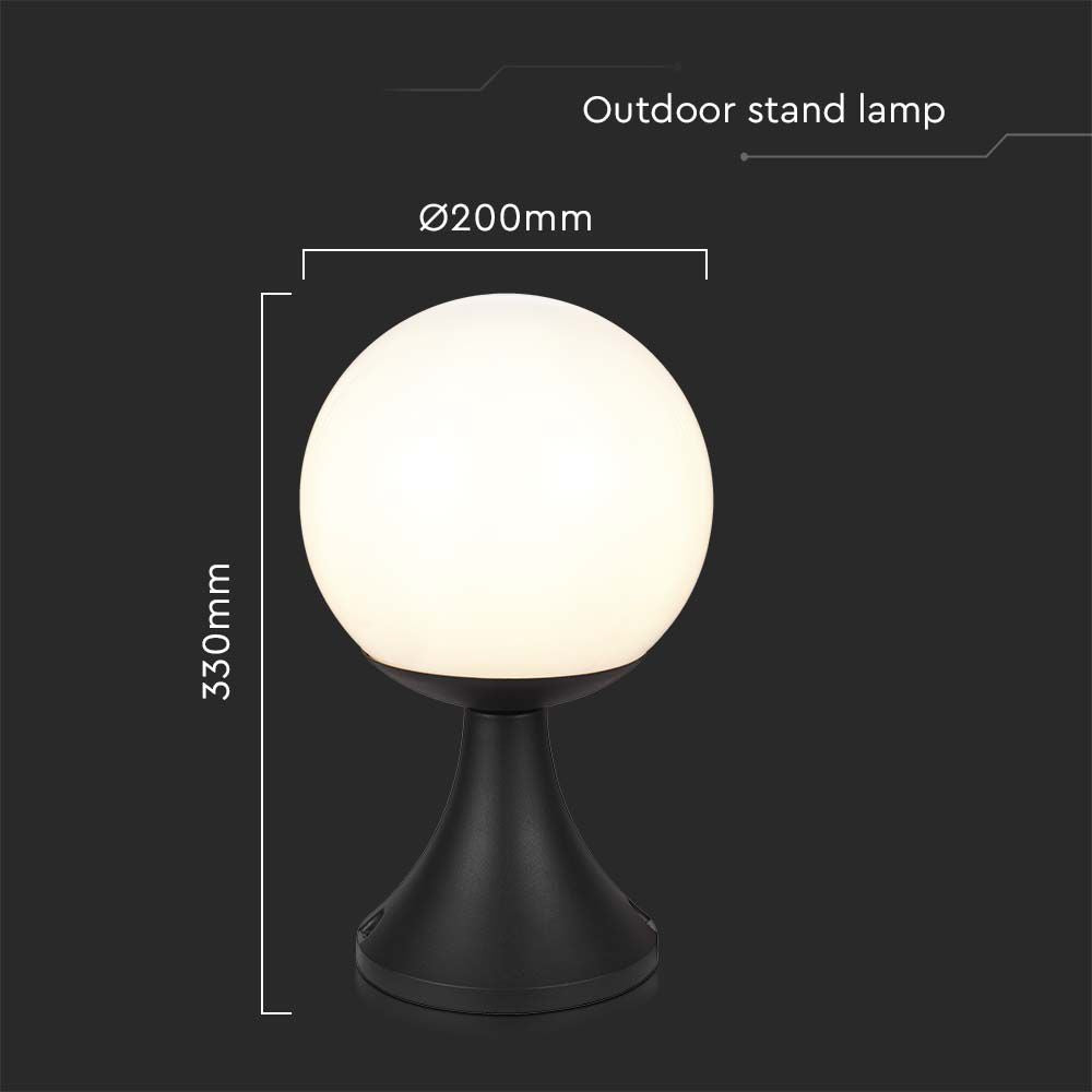Lampa stojąca LED / Trzonek: E27 / Kula / Kolor: Czarna