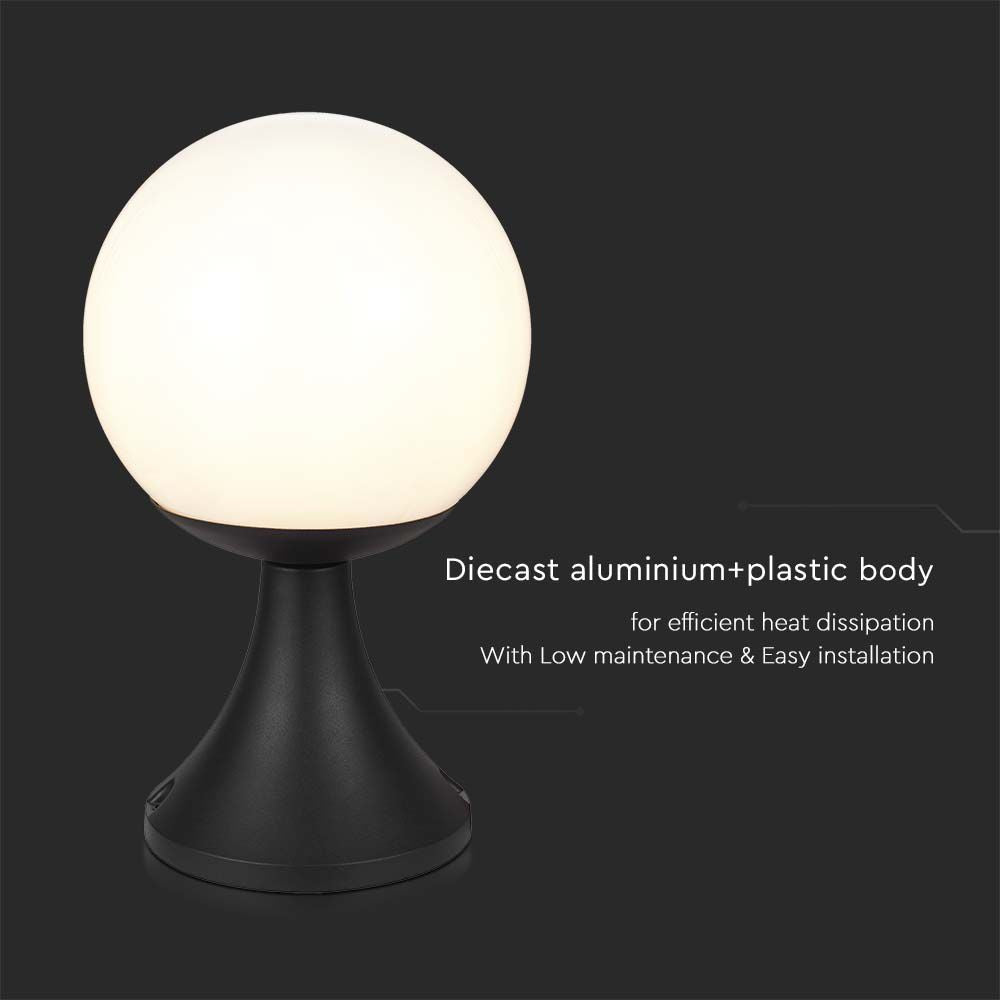 Lampa stojąca LED / Trzonek: E27 / Kula / Kolor: Czarna