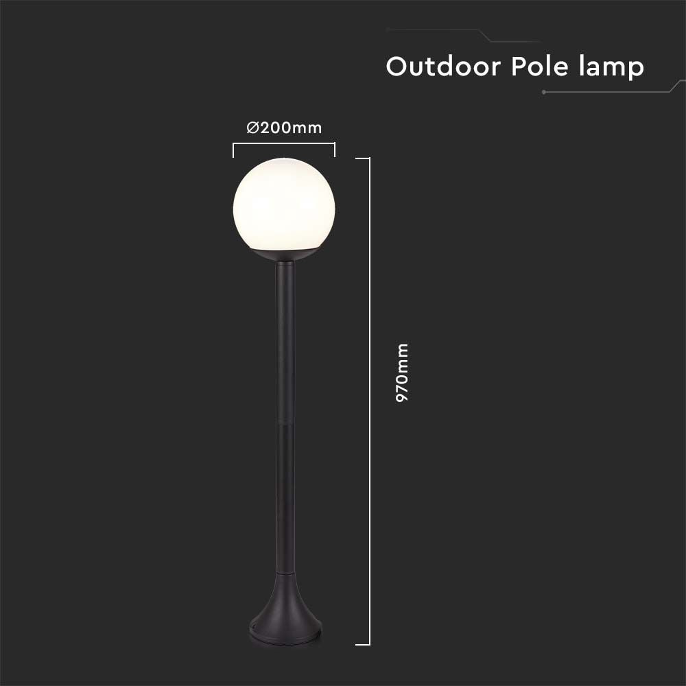 Lampa stojąca LED / Trzonek: E27 / Kula / Kolor: Czarna