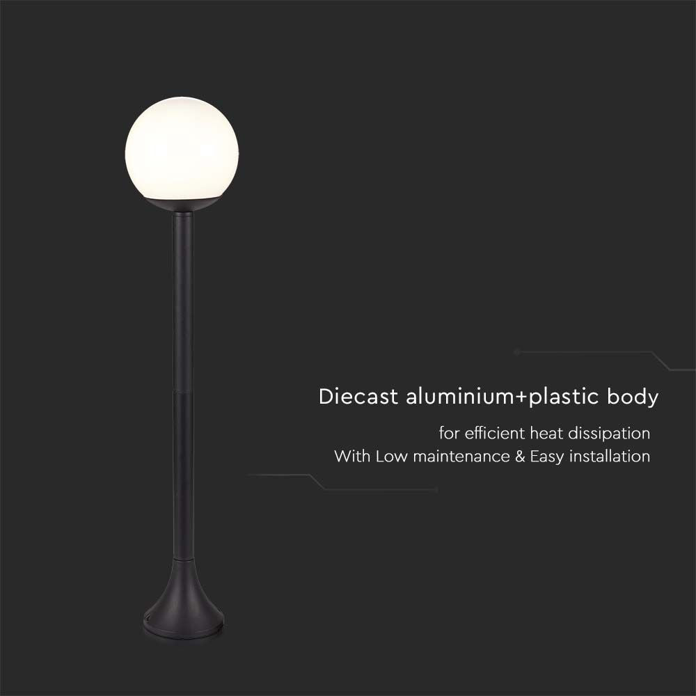 Lampa stojąca LED / Trzonek: E27 / Kula / Kolor: Czarna