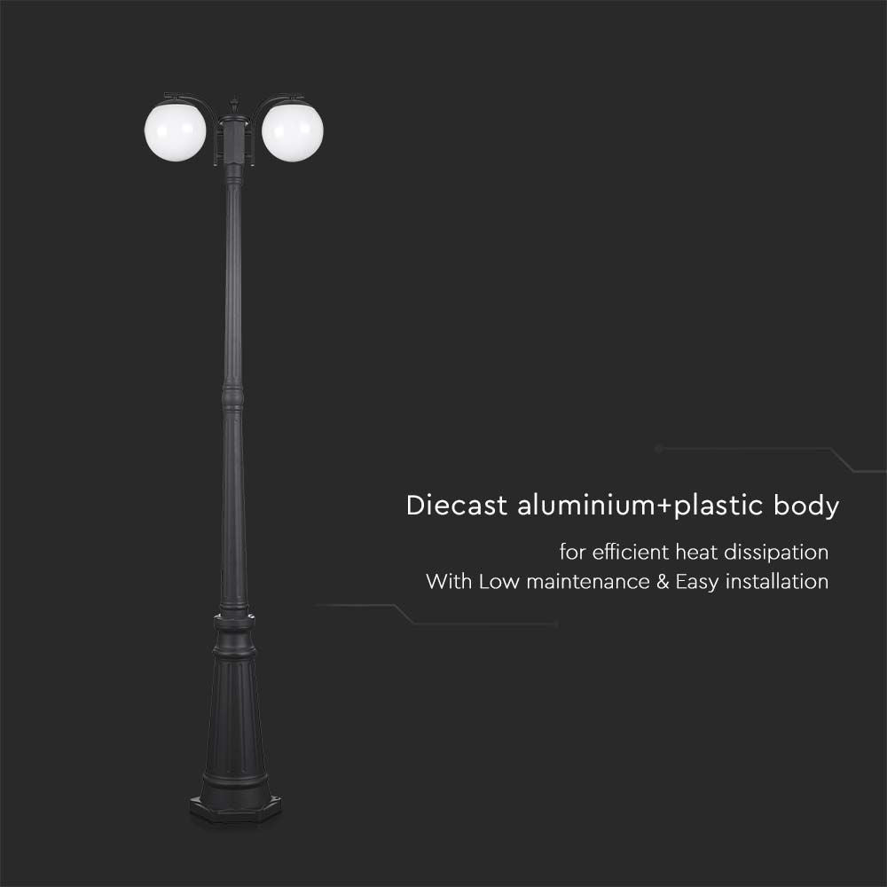 Lampa stojąca LED / Trzonek: E27 / Kula / Kolor: Czarna