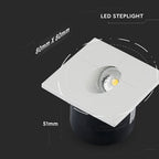 3W Oprawa Schodowa LED / Barwa:3000K / Obudowa: Biała / Kwadrat