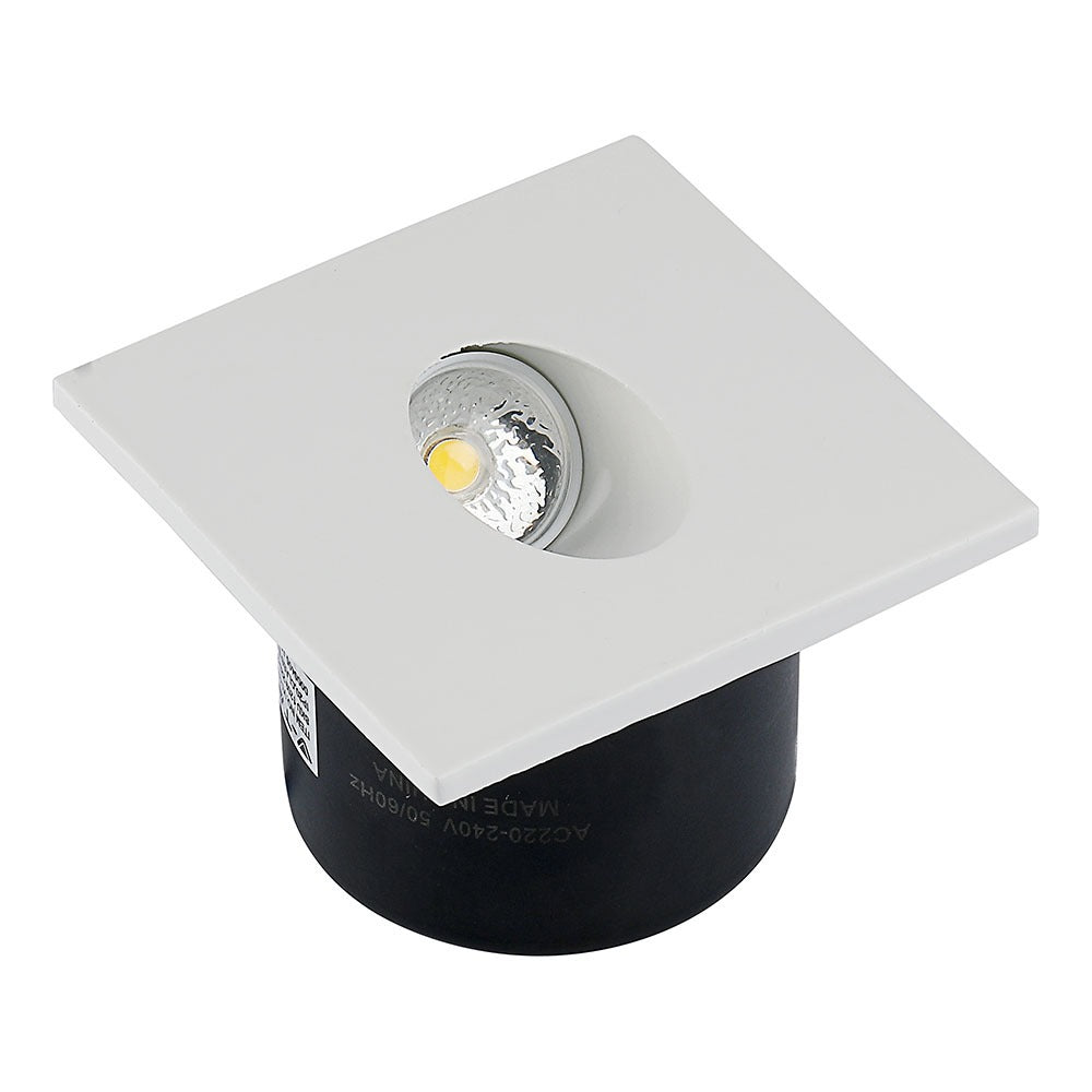3W Oprawa Schodowa LED / Barwa:3000K / Obudowa: Biała / Kwadrat