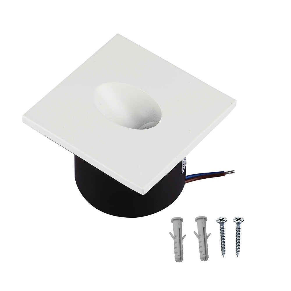 3W Oprawa Schodowa LED / Barwa:4200K / Obudowa: Biała / Kwadrat