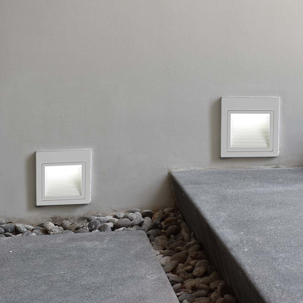 3W Oprawa Schodowa LED / Barwa:4000K / Obudowa: Biała / Kwadrat