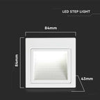 3W Oprawa Schodowa LED / Barwa:4000K / Obudowa: Biała / Kwadrat