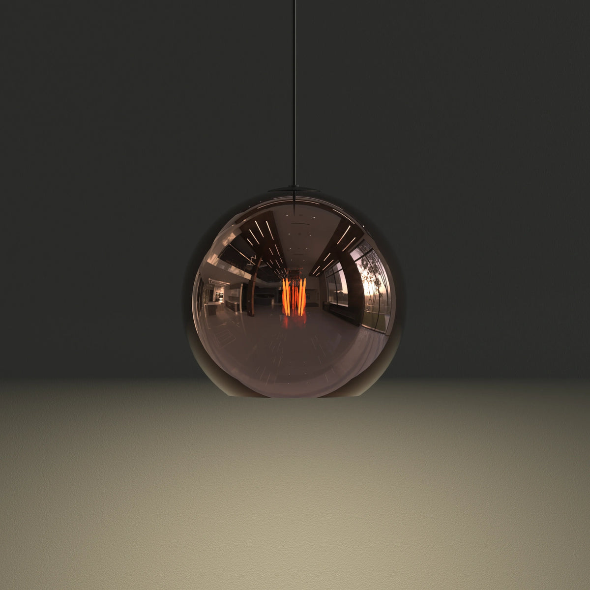 Nowodvorski Klosz / Oprawa CAMELEON POLARIS - Szkło metalizowane - Miedź 12268 - lampa włączona