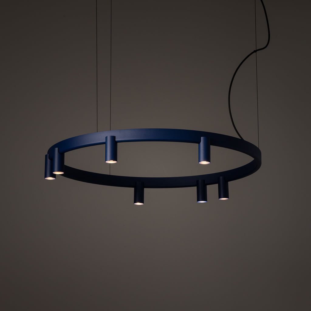 Nowodvorski Lampa wisząca FOURTY ROUND LED GU10 R35: 7 x max 10W only LED;  LED: 9W 220-230 50/60 - Aluminium lakierowane - Granatowy 12283