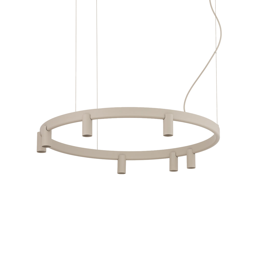 Nowodvorski Lampa wisząca FOURTY ROUND LED GU10 R35: 7 x max 10W only LED;  LED: 9W 220-230 50/60 - Aluminium lakierowane - Beżowy 12284