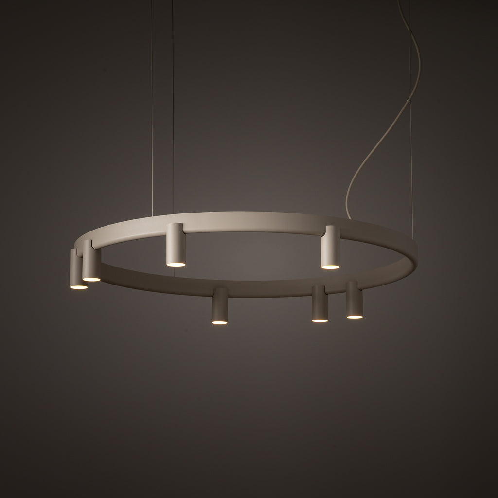 Nowodvorski Lampa wisząca FOURTY ROUND LED GU10 R35: 7 x max 10W only LED;  LED: 9W 220-230 50/60 - Aluminium lakierowane - Beżowy 12284