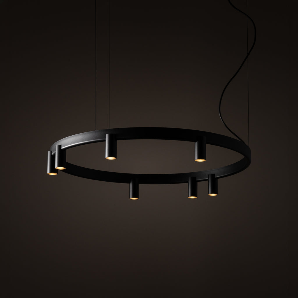 Nowodvorski Lampa wisząca FOURTY  ROUND LED GU10 R35: 7 x max 10W only LED;  LED: 9W 220-230 50/60 - Aluminium lakierowane - Czarny 12285