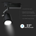 33W Lampa LED na szynoprzewód / Barwa:5000K / Obudowa: Czarna