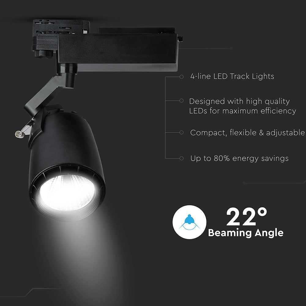 33W Lampa LED na szynoprzewód / Barwa:5000K / Obudowa: Czarna