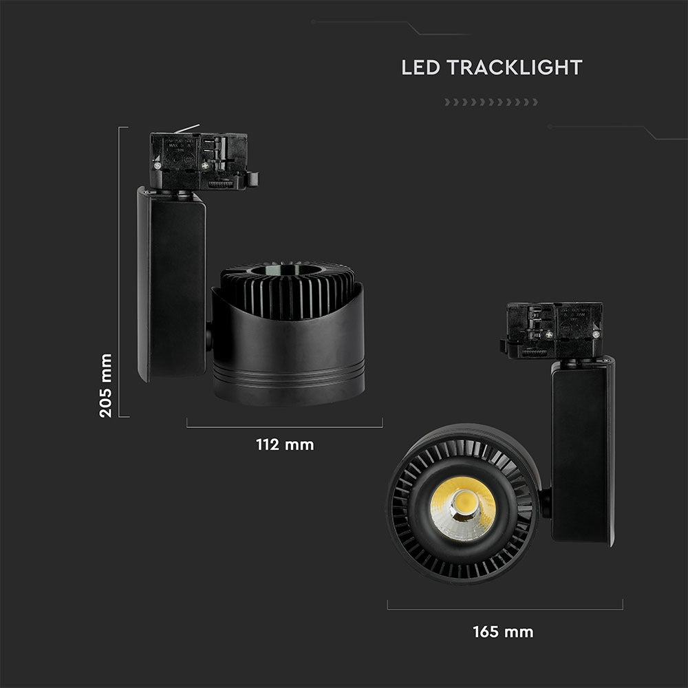 33W Lampa LED na szynoprzewód / Barwa:5000K / Obudowa: Czarna