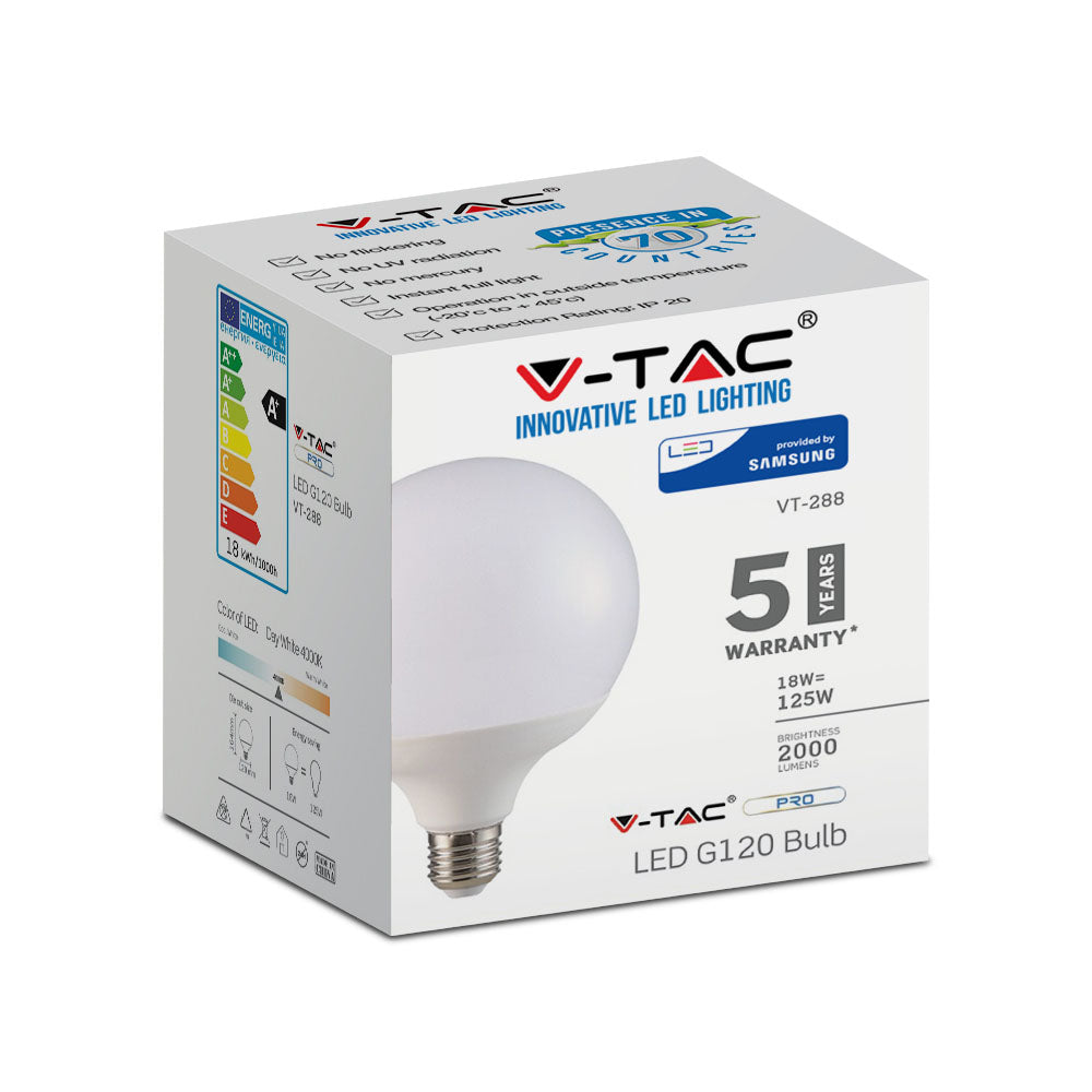 18W G120 Żarówka LED / Chip SAMSUNG / Barwa:4000K / Trzonek:E27