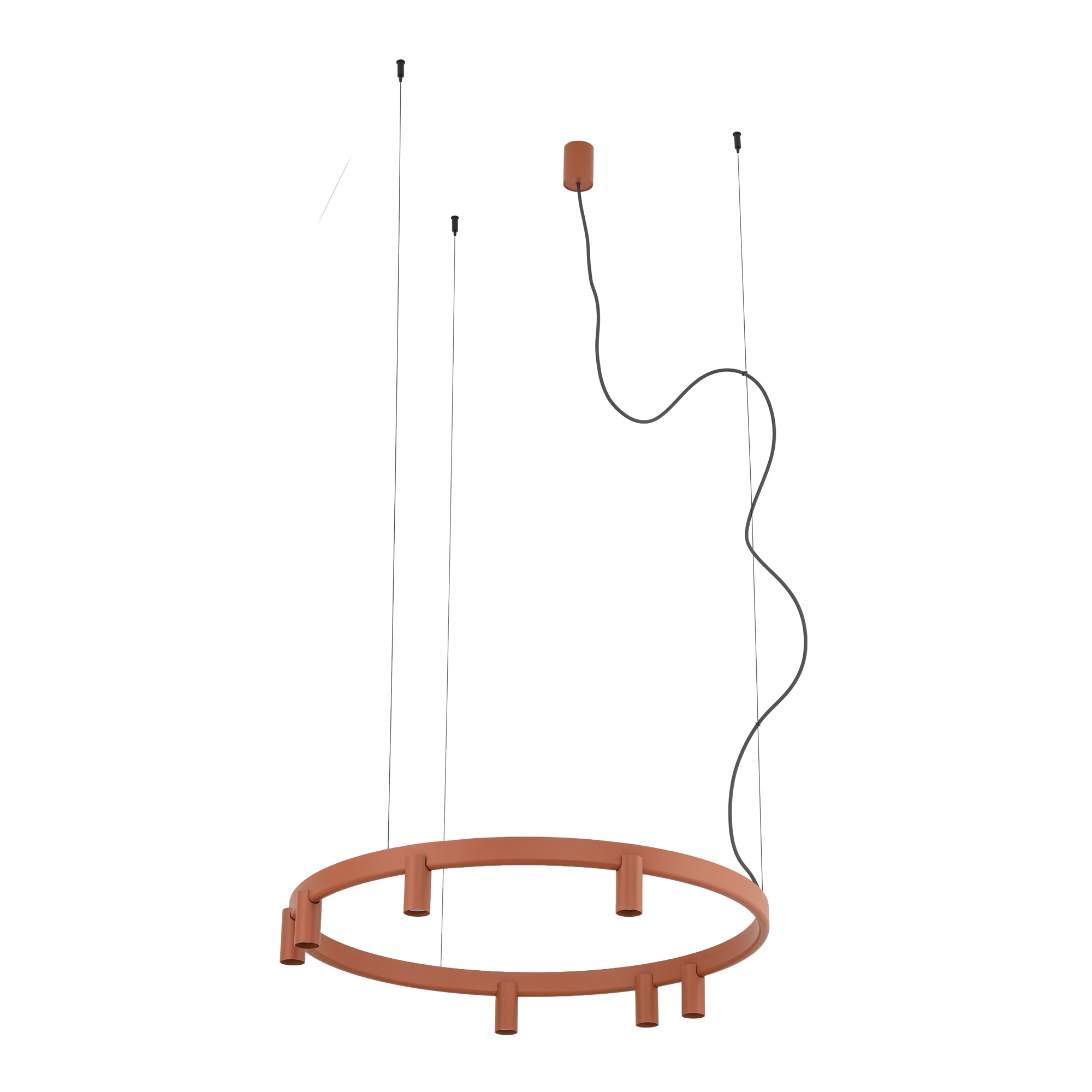 Nowodvorski Lampa wisząca FOURTY  ROUND LED GU10 R35: 7 x max 10W only LED;  LED: 9W 220-230 50/60 - Aluminium lakierowane - Terakota 12418