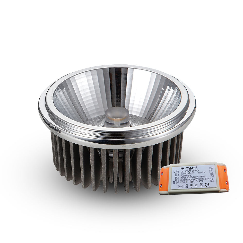 20W AR111 Żarówka LED / Barwa:6000K / Kąt 20'