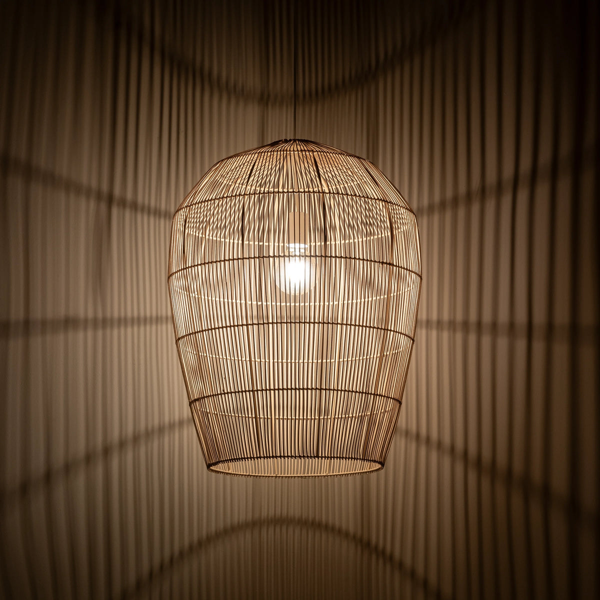 Nowodvorski Klosz / Oprawa CAMELEON HAITI L - Bambus - Naturalne drewno 12431 - lampa włączona