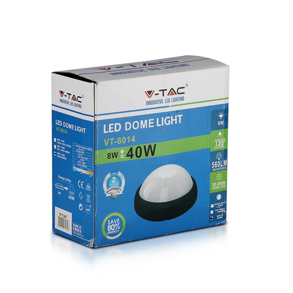 8W Plafon Okrągły / IP54 / Barwa:6400K / Obudowa: Czarna