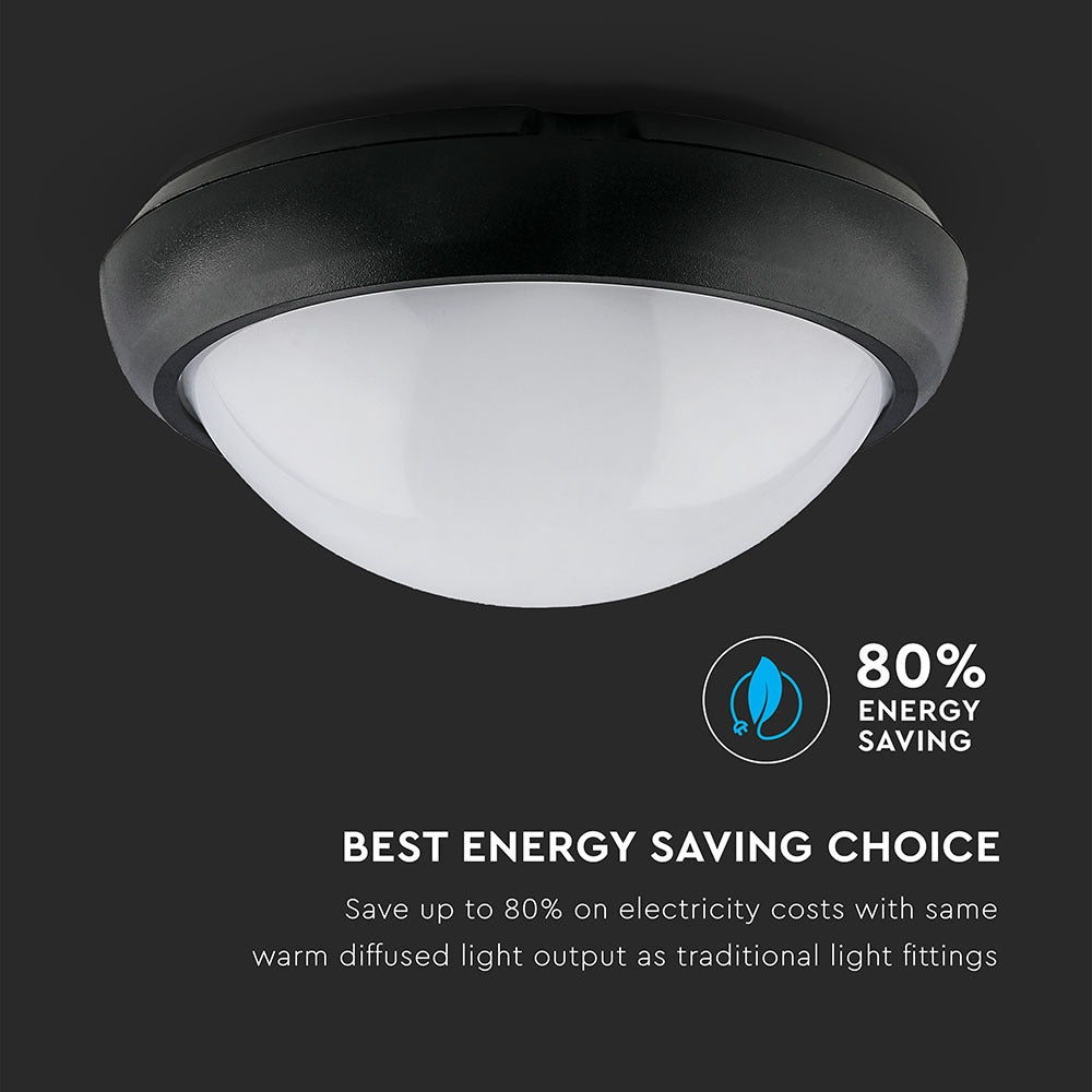 8W Plafon Okrągły / IP54 / Barwa:6400K / Obudowa: Czarna