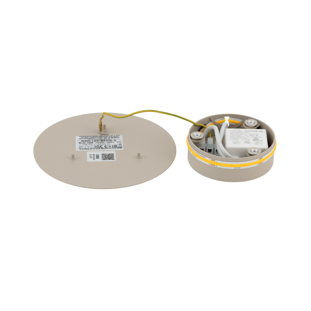 Nowodvorski Kinkiet RING LED 7W 220-230 50/60 - Stal lakierowana - Beżowy 12656