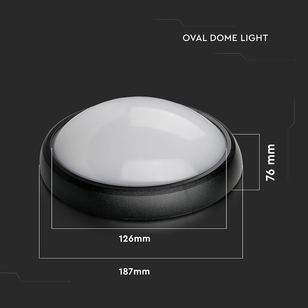 8W Plafon Owalny / IP54 / Barwa:3000K / Obudowa: Czarna