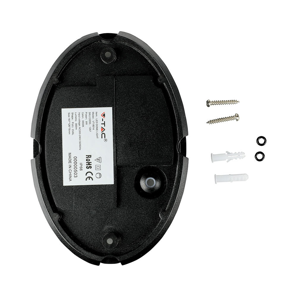 8W Plafon Owalny / IP54 / Barwa:3000K / Obudowa: Czarna